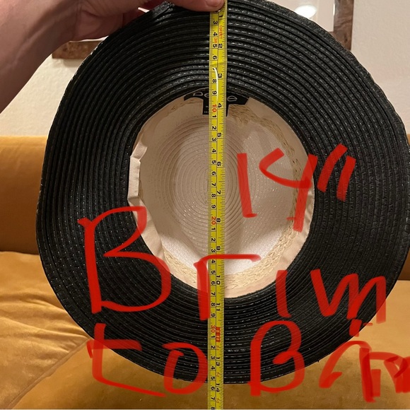 Bebe Black Tan and beige Wide Brim Floppy Hat. size Large, 24” Circumference. - Picture 11 of 13